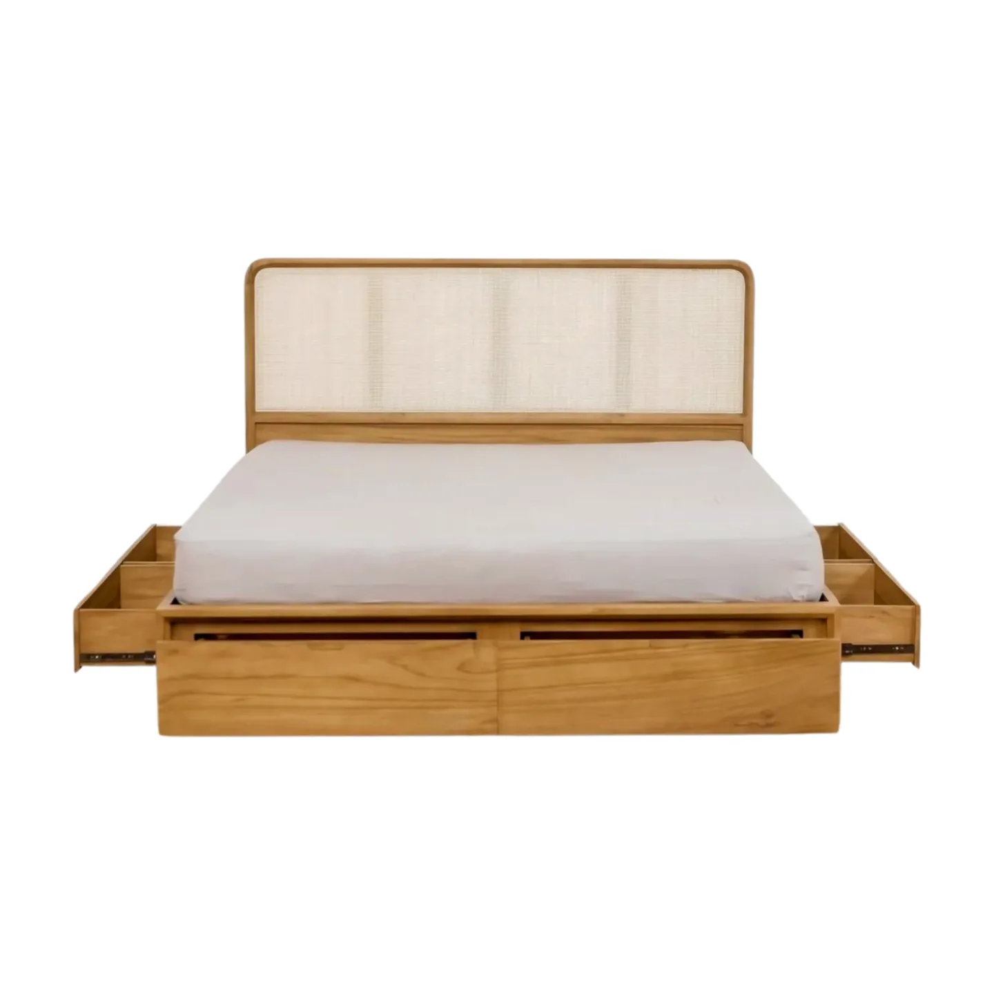 Teak Wood and Rattan Bed Frame TJW-IBF 01 (1) Teak Wood and Rattan Bed Frame TJW-IBF 01 - Image 1