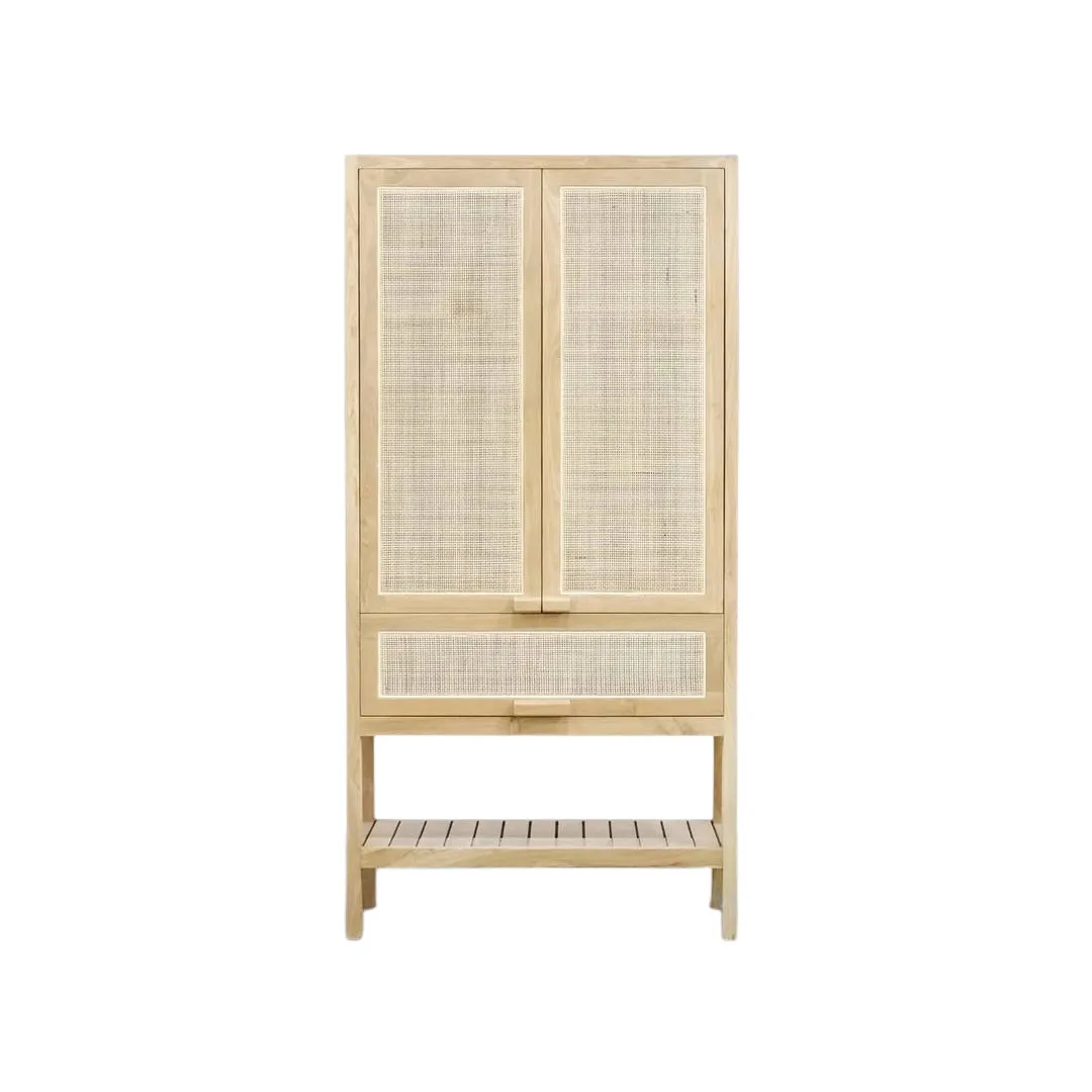 Teak Wood and Rattan Wardrobe TJW-IWDB 04 (1) Teak Wood and Rattan Wardrobe TJW-IWDB 04 - Gambar 1
