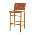 Teak Wood and Synthetic Leather Bar Chair TJW-IBCH 04