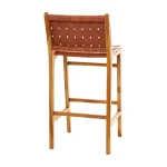 Teak Wood and Synthetic Leather Bar Chair TJW-IBCH 04 - Image 3