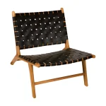 Teak and Woven Leather Lounge Chair TJW-ILC 02