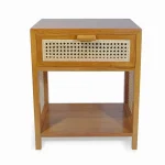 Teak Wood and Rattan Bedside Table TJW-IBST 04